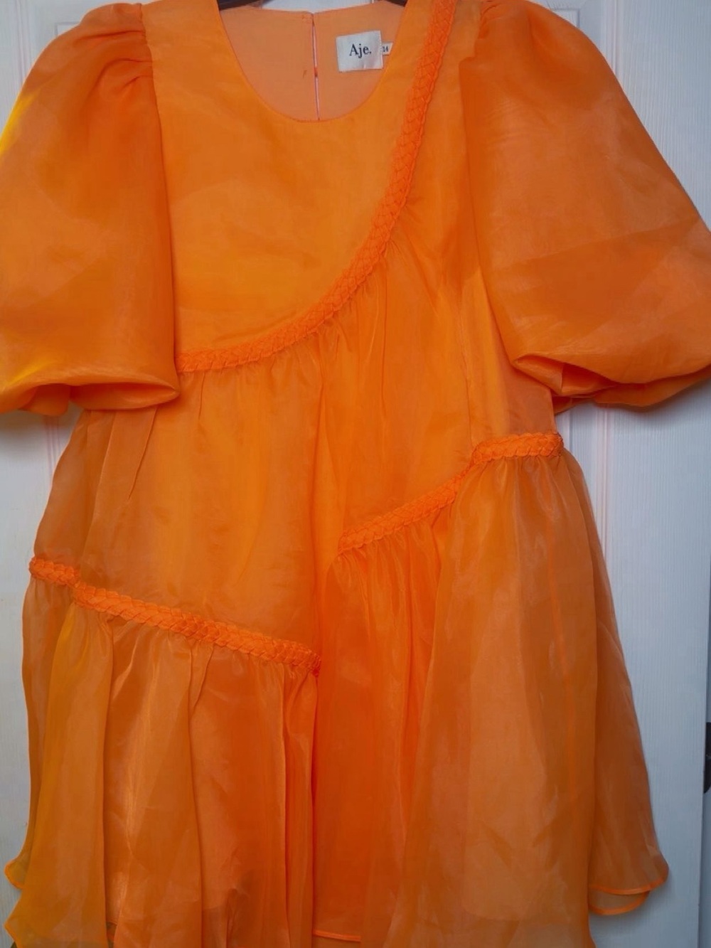 Aje Bright Orange Puff-Sleeve Kids Costume Dress